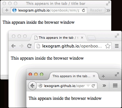 screenshot of simple HTML page in different browsers