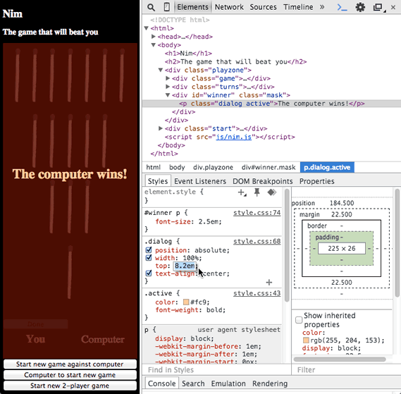 Using em units to fix the vertical position