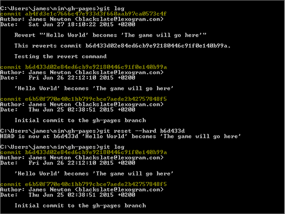 using reset to change your history