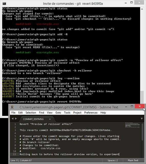 Check out a new branch and take one step backwards