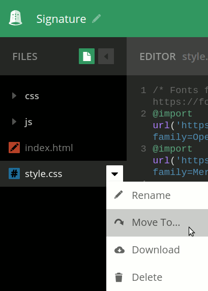 Moving the style.css file