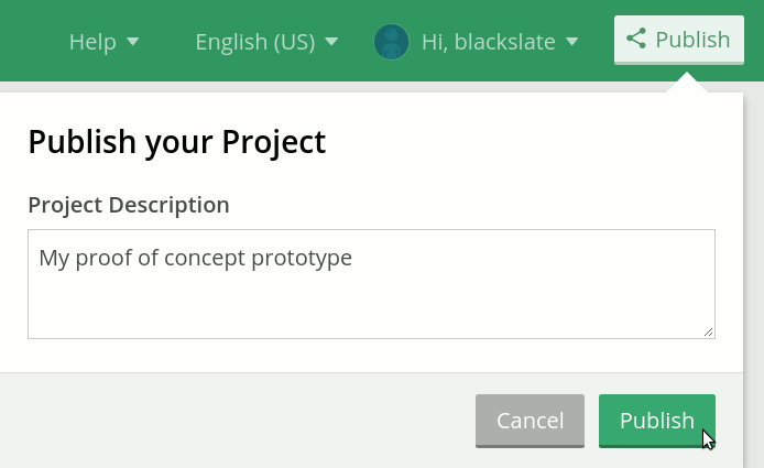 Publish your project for others to see