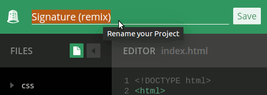 Rename this Remix version of your project.